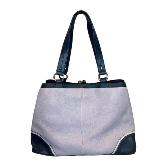 Coach Laura Spectator Lavender Leather Navy Details Satchel Shoulder Bag - Picture 2 of 11